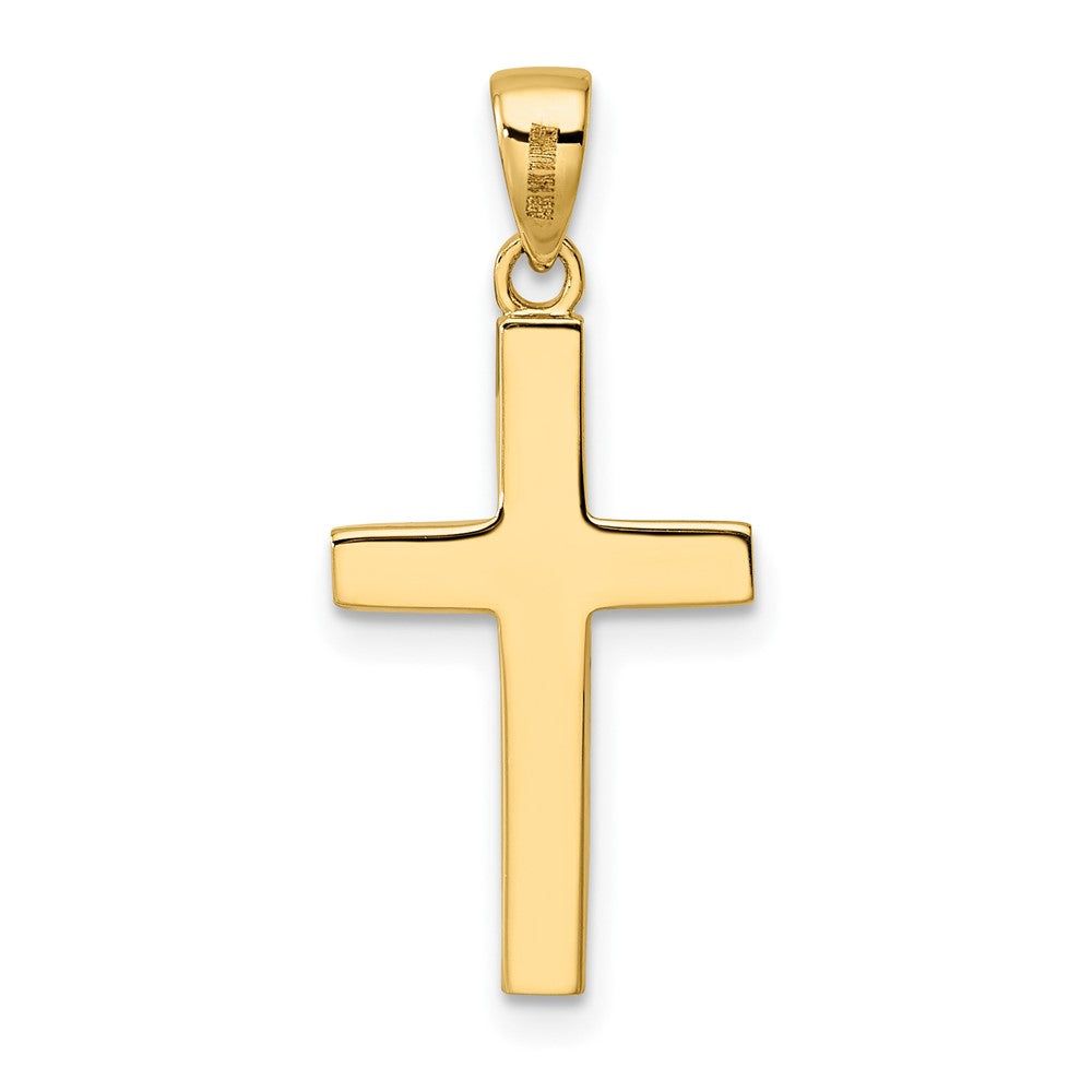 14K Polished Tapered Ends Hollow Cross Pendant