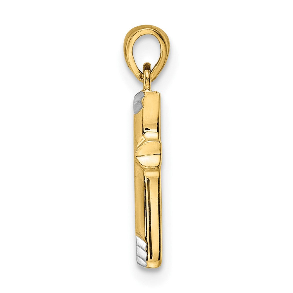 14K and White Rhodium Polished D/C Cross Pendant