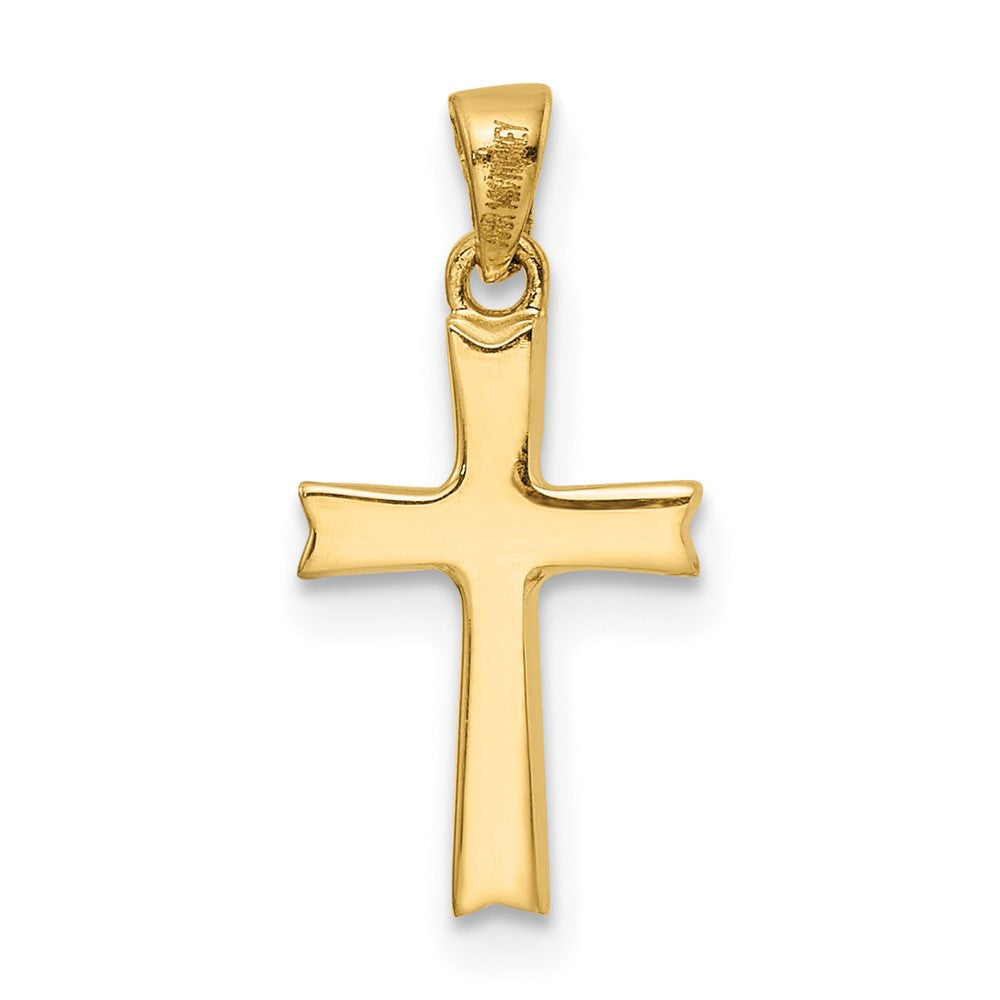 14K and White Rhodium Polished D/C Cross Pendant