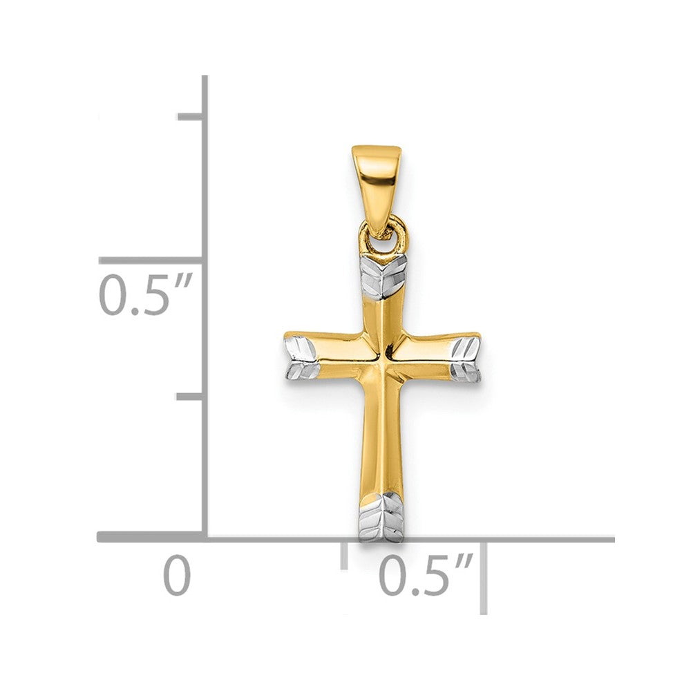 14K and White Rhodium Polished D/C Cross Pendant