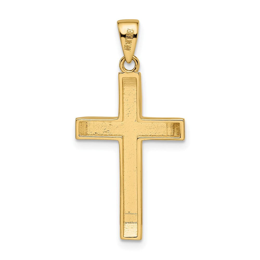 14k Yellow and Rose Gold with White Rhodium Beveled Large Crucifix Pendant