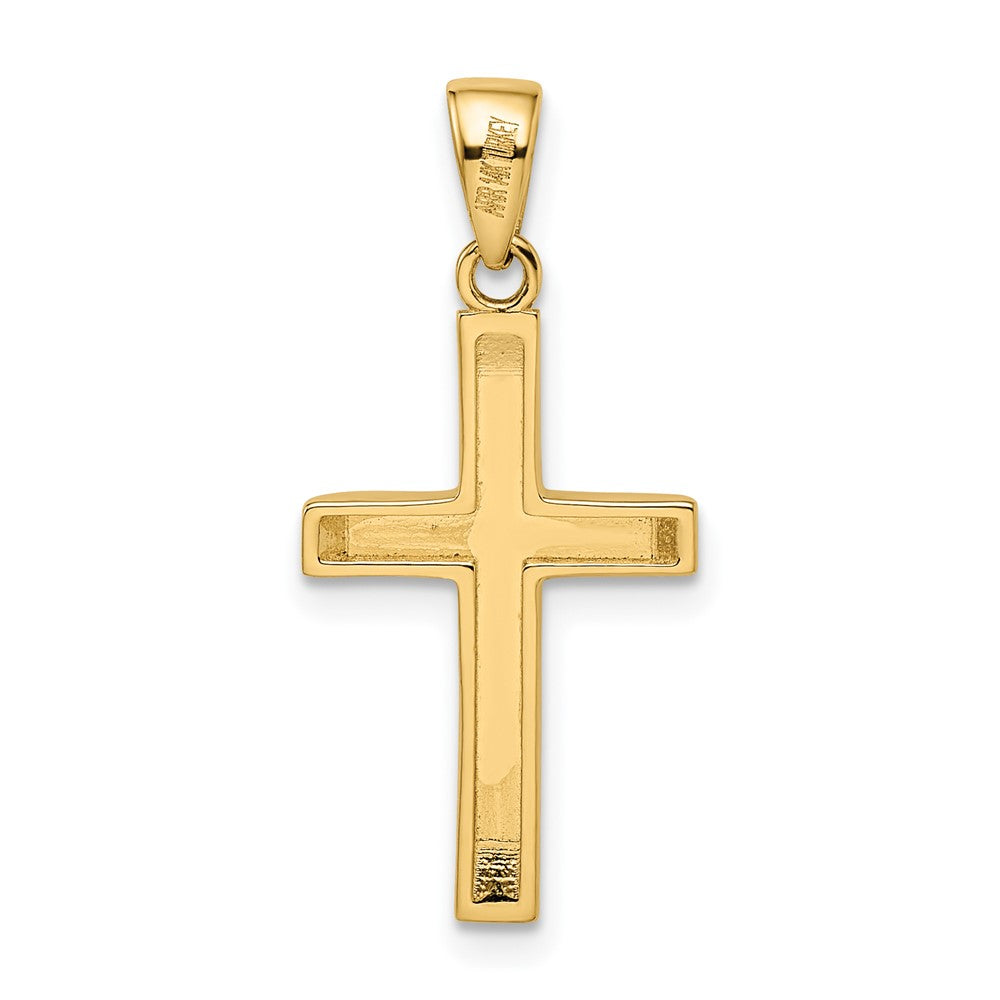14k Yellow and Rose Gold with White Rhodium Beveled Medium Crucifix Pendant