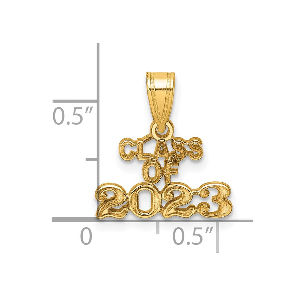 14k Polished Block CLASS OF 2023 Charm