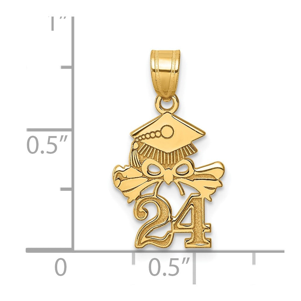14K Graduation Cap and Diploma - 2024 Charm