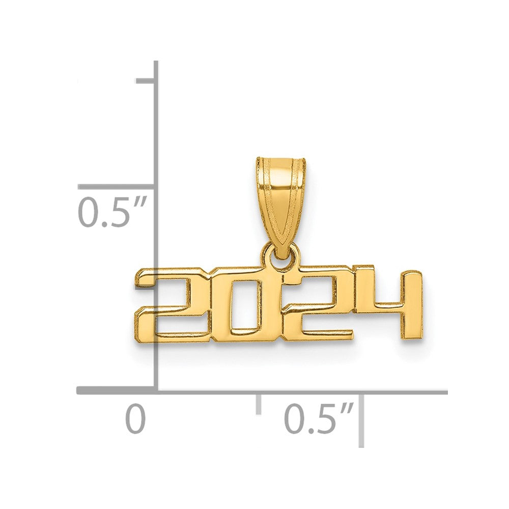 14K Polished 2024 Graduation Charm
