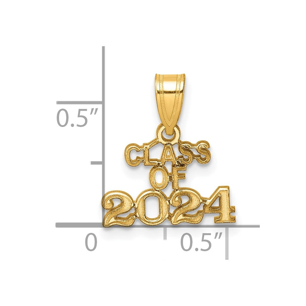 14k Polished Block CLASS OF 2024 Charm