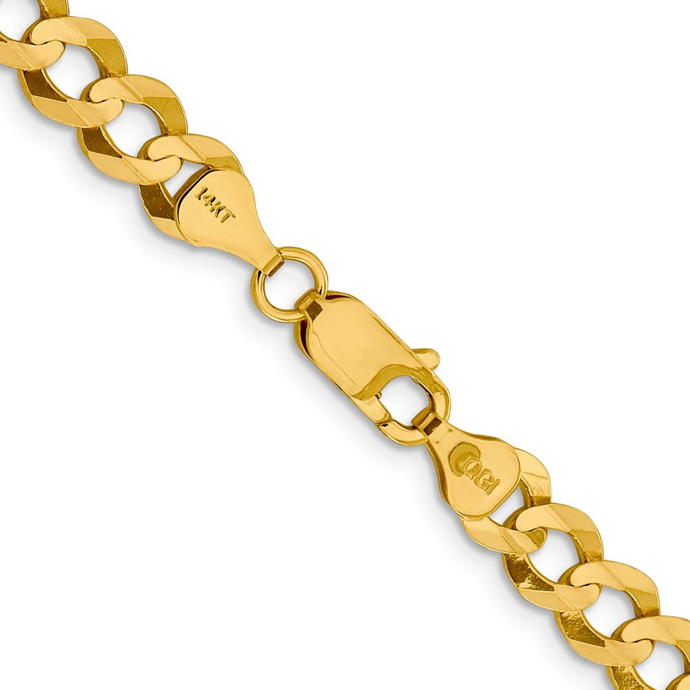 14K 24 inch 7.2mm Lightweight Flat Cuban with Lobster Clasp Chain