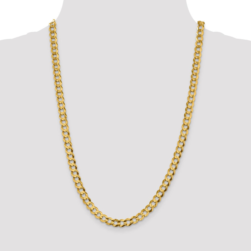 14K 22 inch 7.2mm Lightweight Flat Cuban with Lobster Clasp Chain