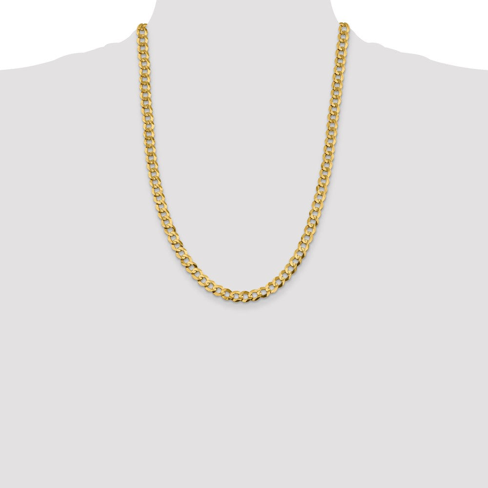 14K 24 inch 8.3mm Lightweight Flat Cuban with Lobster Clasp Chain