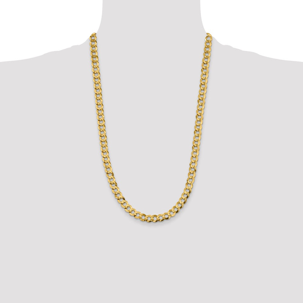 14K 26 inch 8.3mm Lightweight Flat Cuban with Lobster Clasp Chain