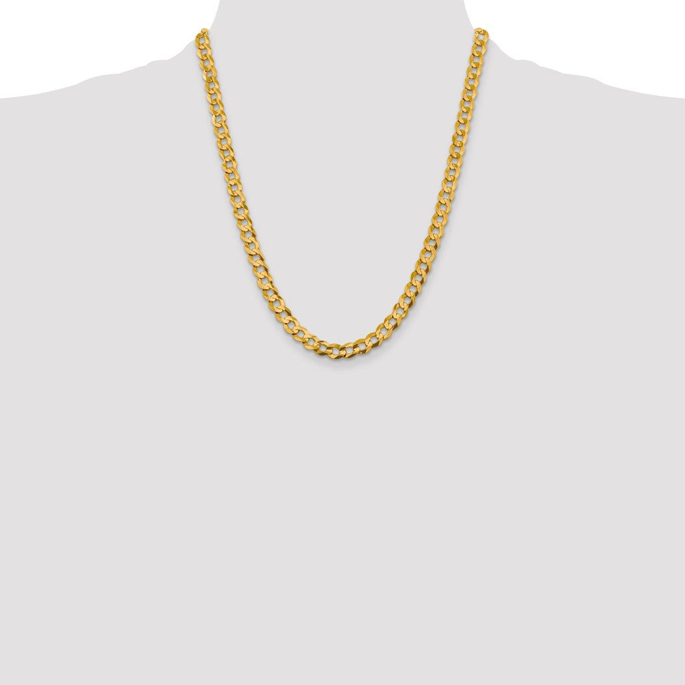 14K 22 inch 9.4mm Lightweight Flat Cuban with Lobster Clasp Chain