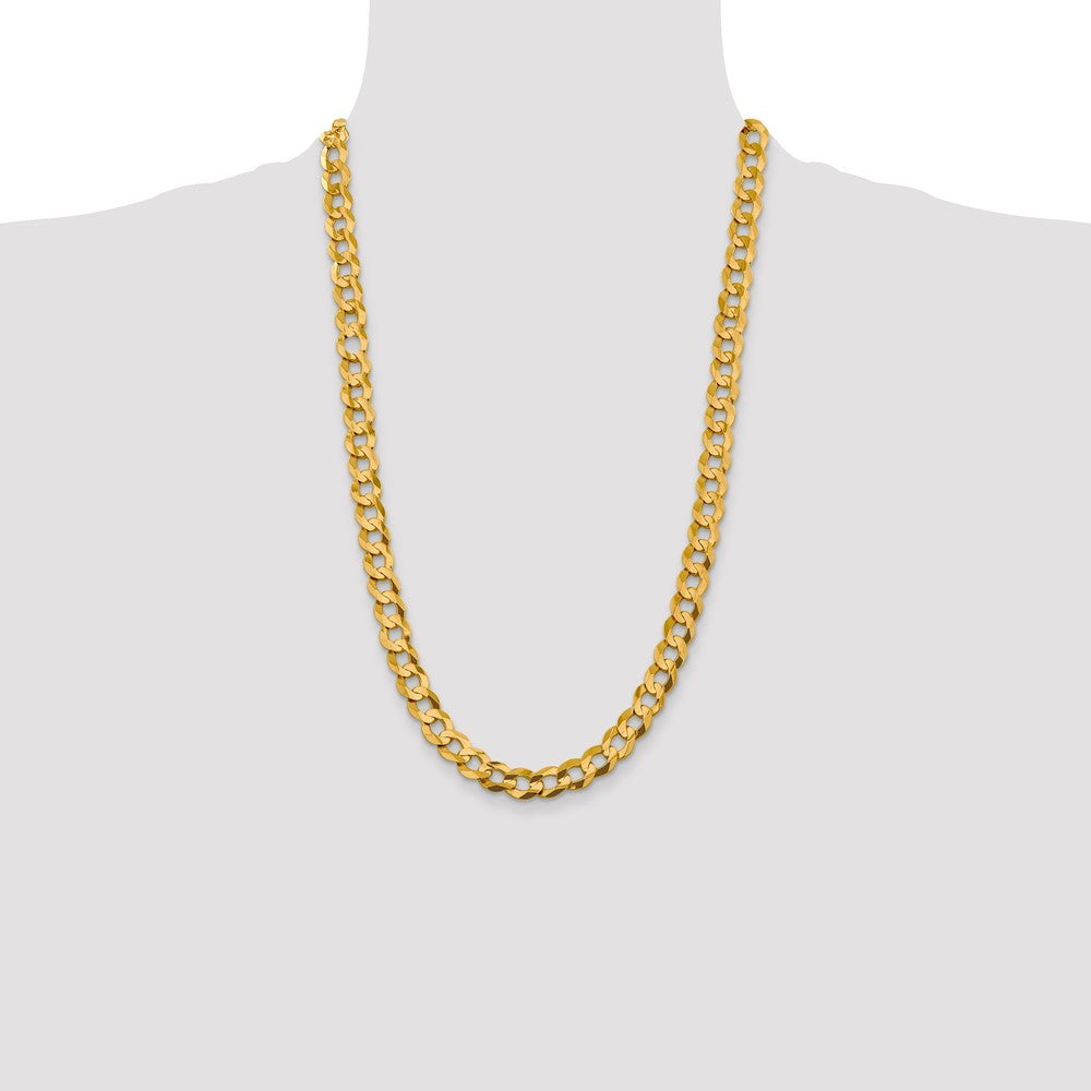 14K 26 inch 9.4mm Lightweight Flat Cuban with Lobster Clasp Chain