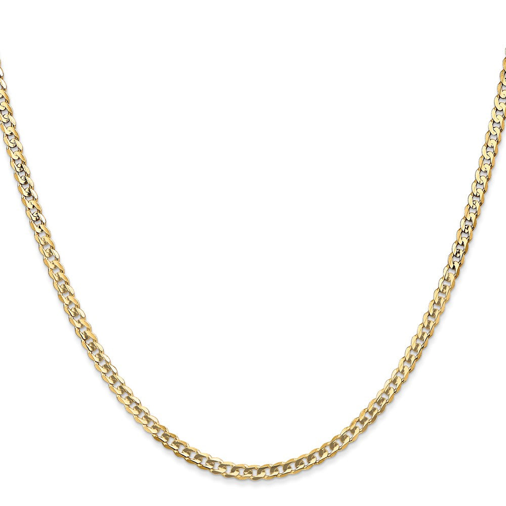 14K 20 inch 3mm Open Concave Curb with Lobster Clasp Chain