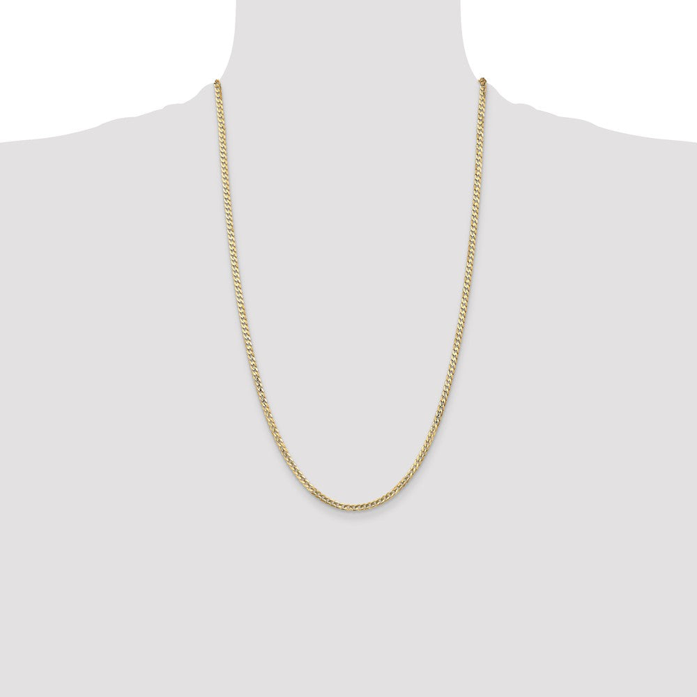 14K 26 inch 3mm Open Concave Curb with Lobster Clasp Chain