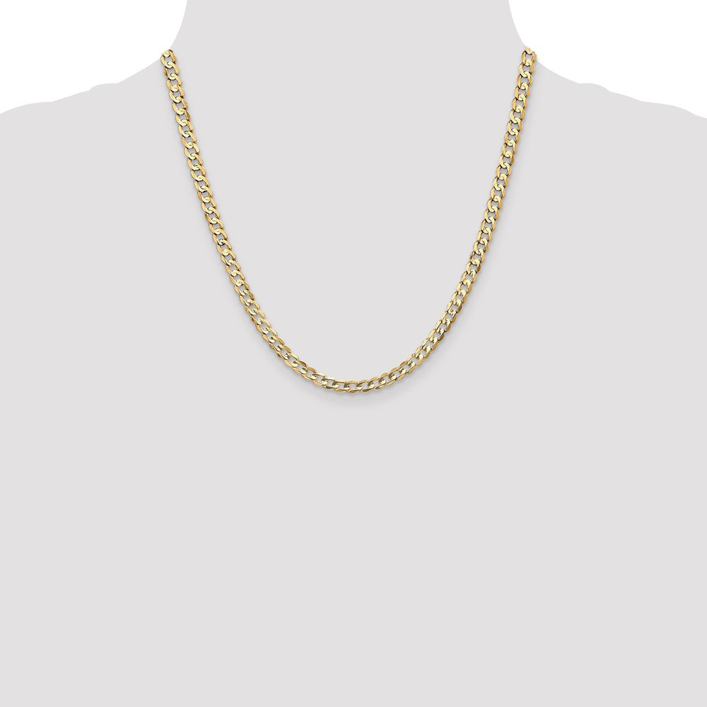 14K 20 inch 4.5mm Open Concave Curb with Lobster Clasp Chain