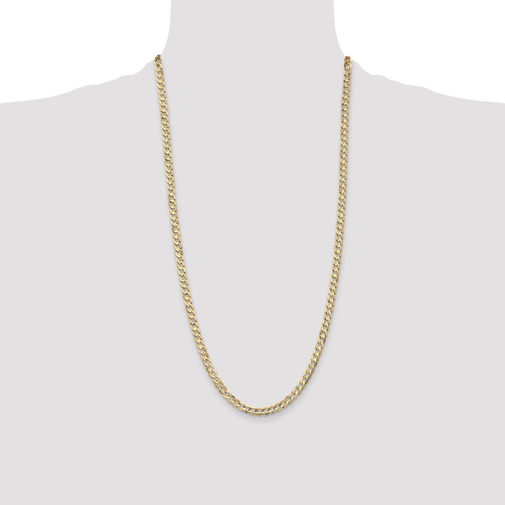 14K 28 inch 4.5mm Open Concave Curb with Lobster Clasp Chain