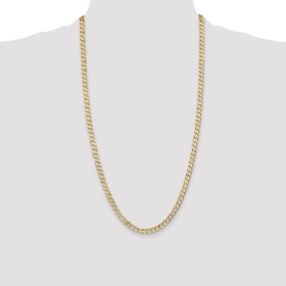 14K 28 inch 5.25mm Open Concave Curb with Lobster Clasp Chain