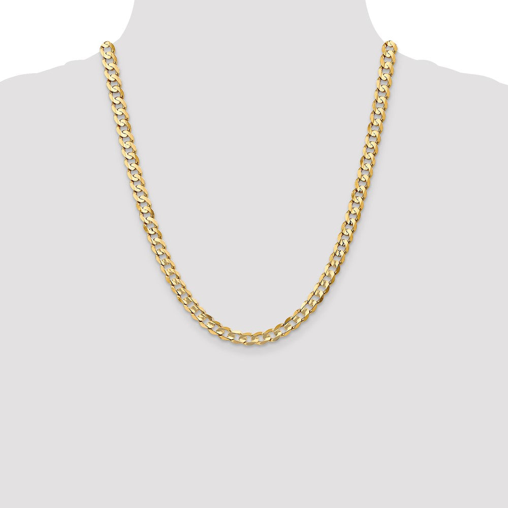 14K 22 inch 6.75mm Open Concave Curb with Lobster Clasp Chain