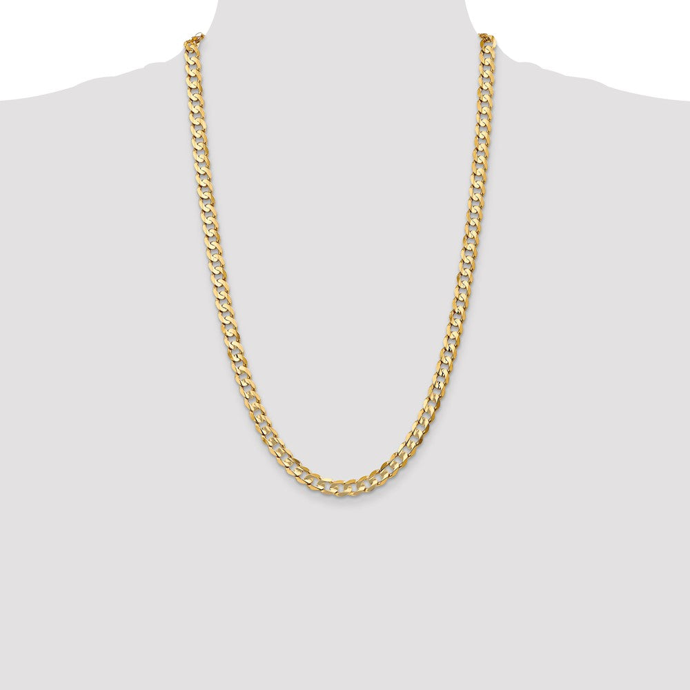 14K 26 inch 6.75mm Open Concave Curb with Lobster Clasp Chain