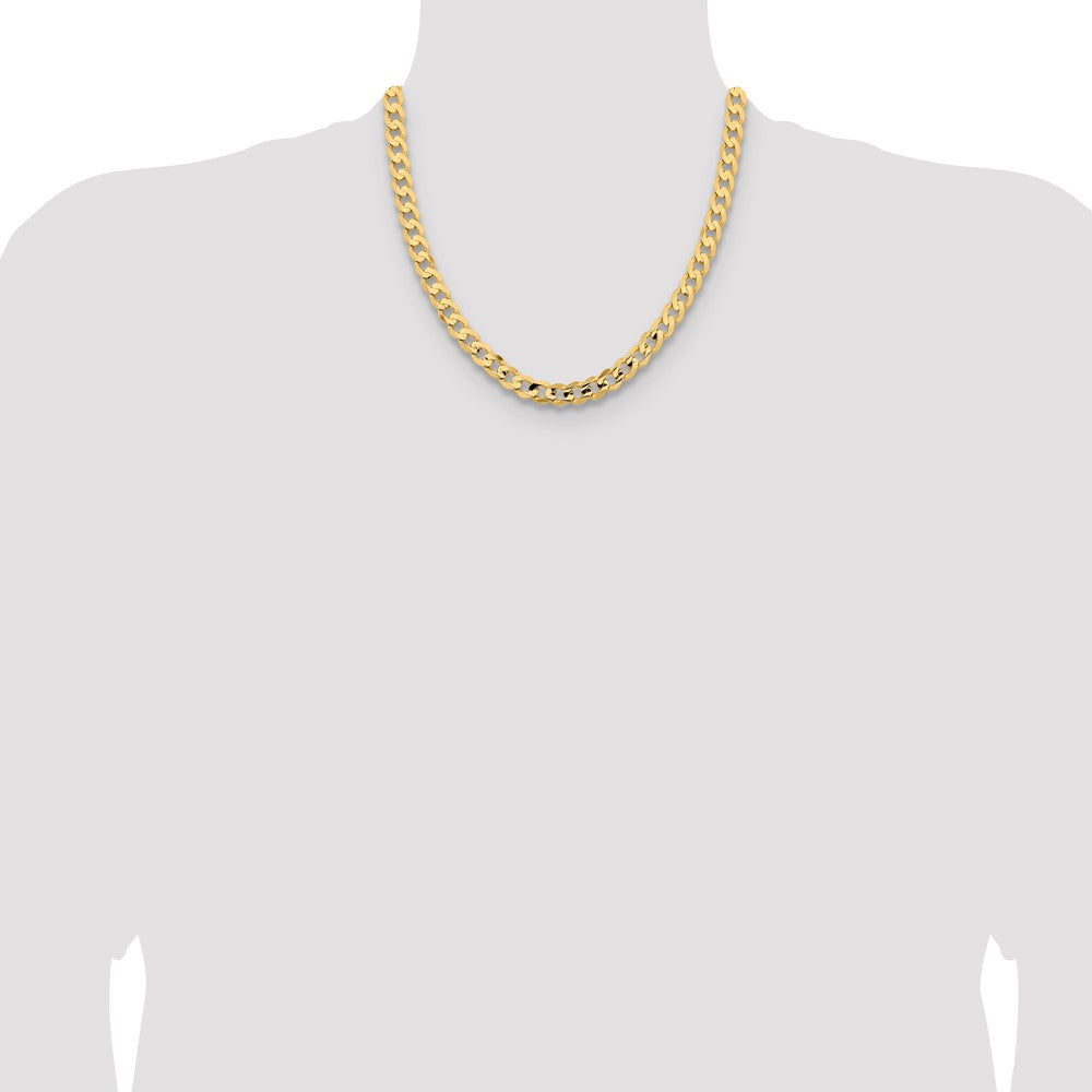 14K 20 inch 8.5mm Open Concave Curb with Lobster Clasp Chain