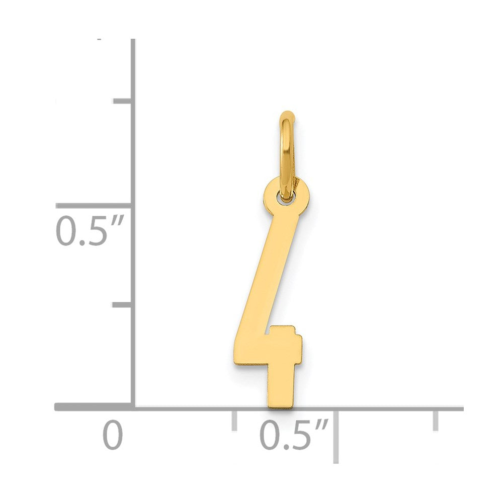 14k Small Elongated Number 4 Charm