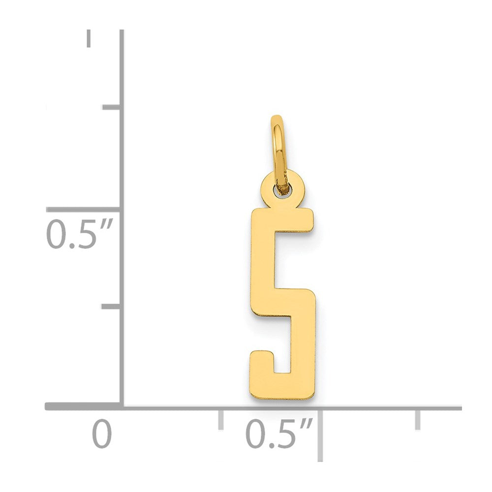 14k Small Elongated Number 5 Charm