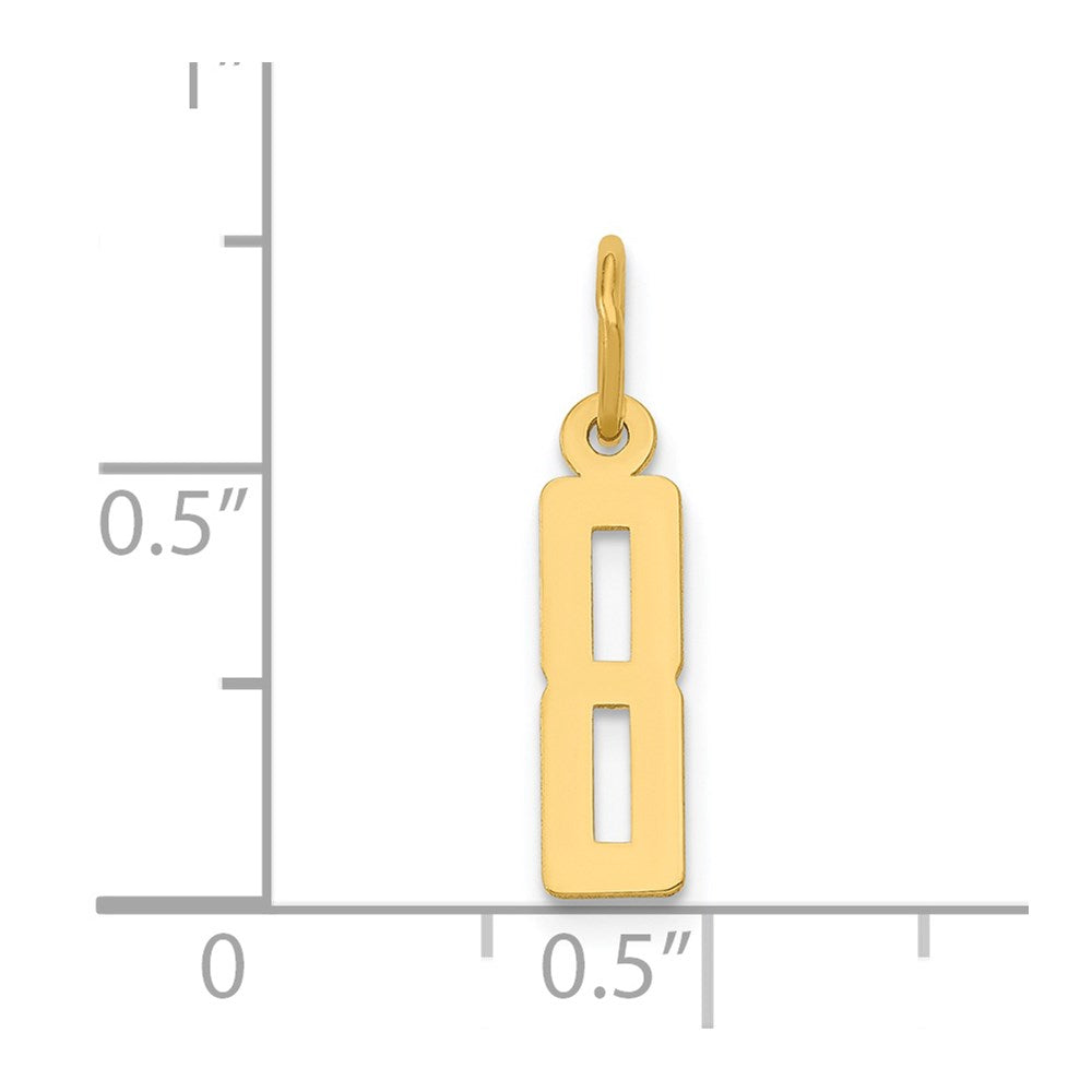 14k Small Elongated Number 8 Charm