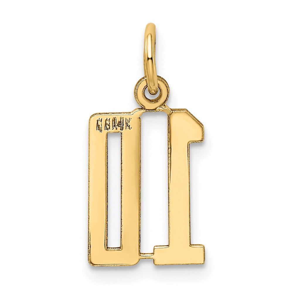 14k Small Elongated Number 10 Charm