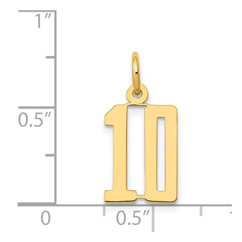 14k Small Elongated Number 10 Charm