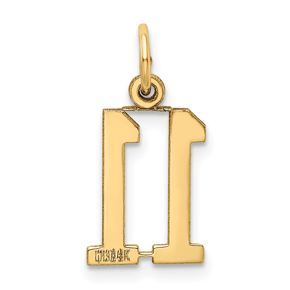 14k Small Elongated Number 11 Charm