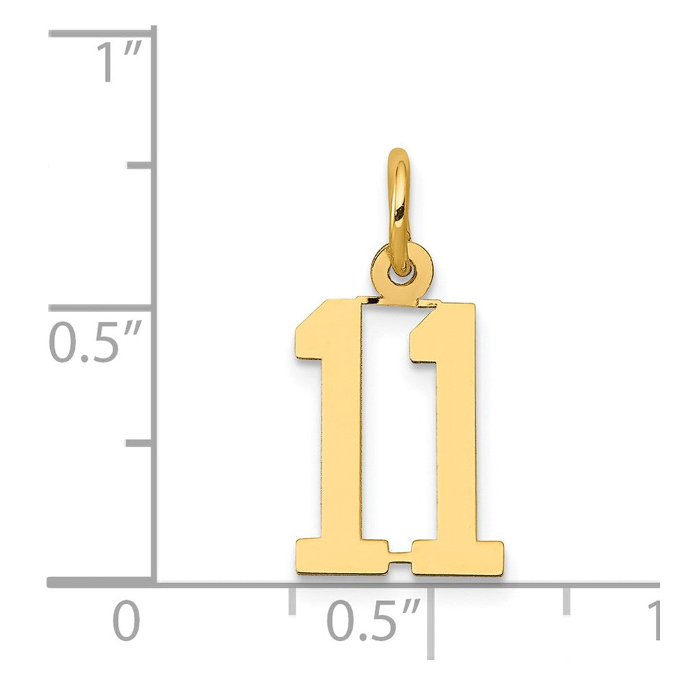 14k Small Elongated Number 11 Charm