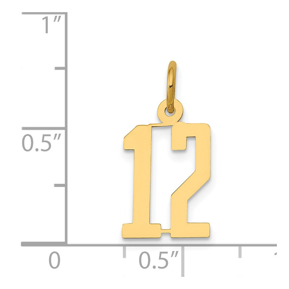 14k Small Elongated Number 12 Charm