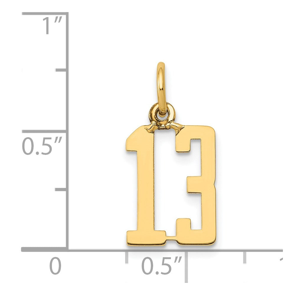 14k Small Elongated Number 13 Charm