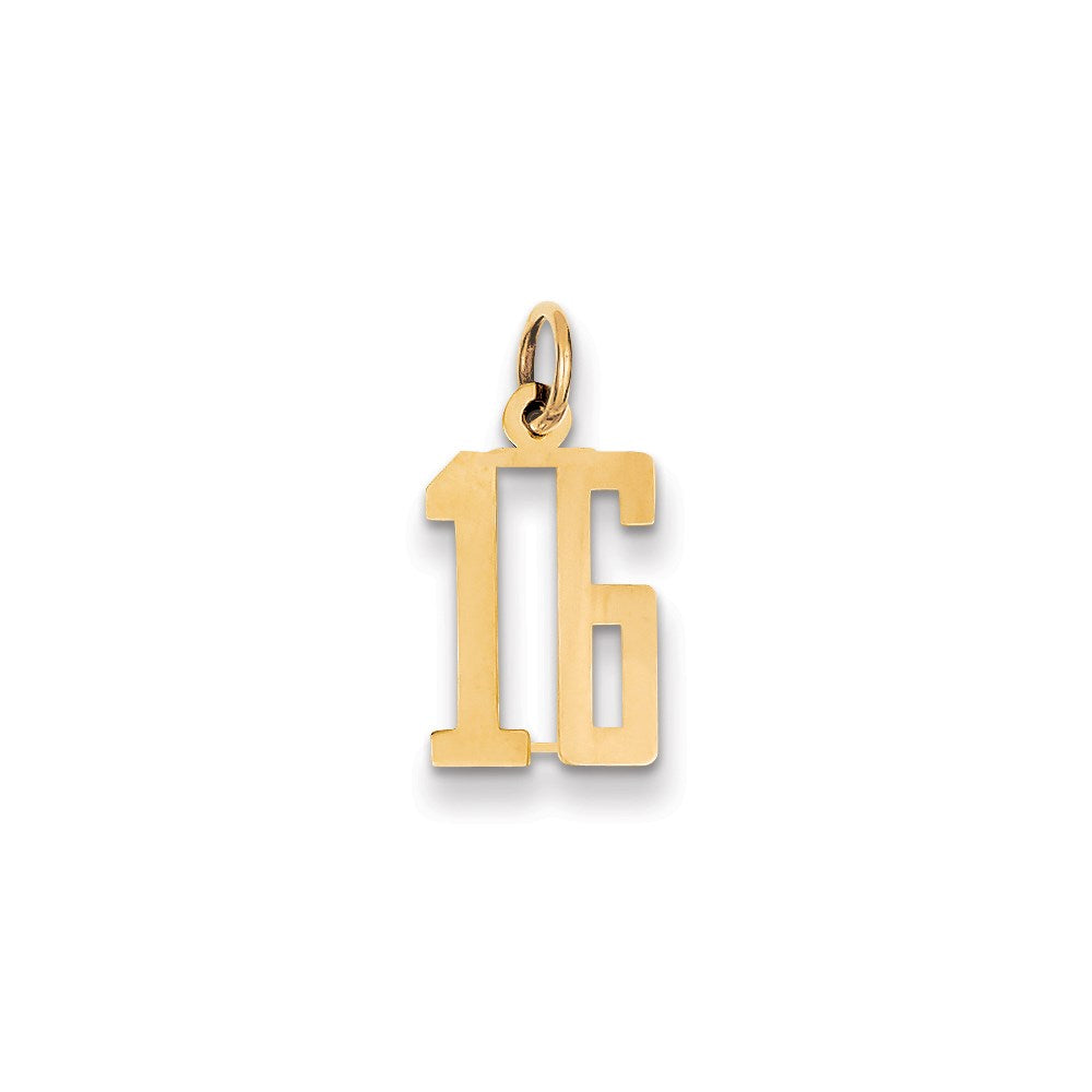 14k Small Elongated Number 16 Charm