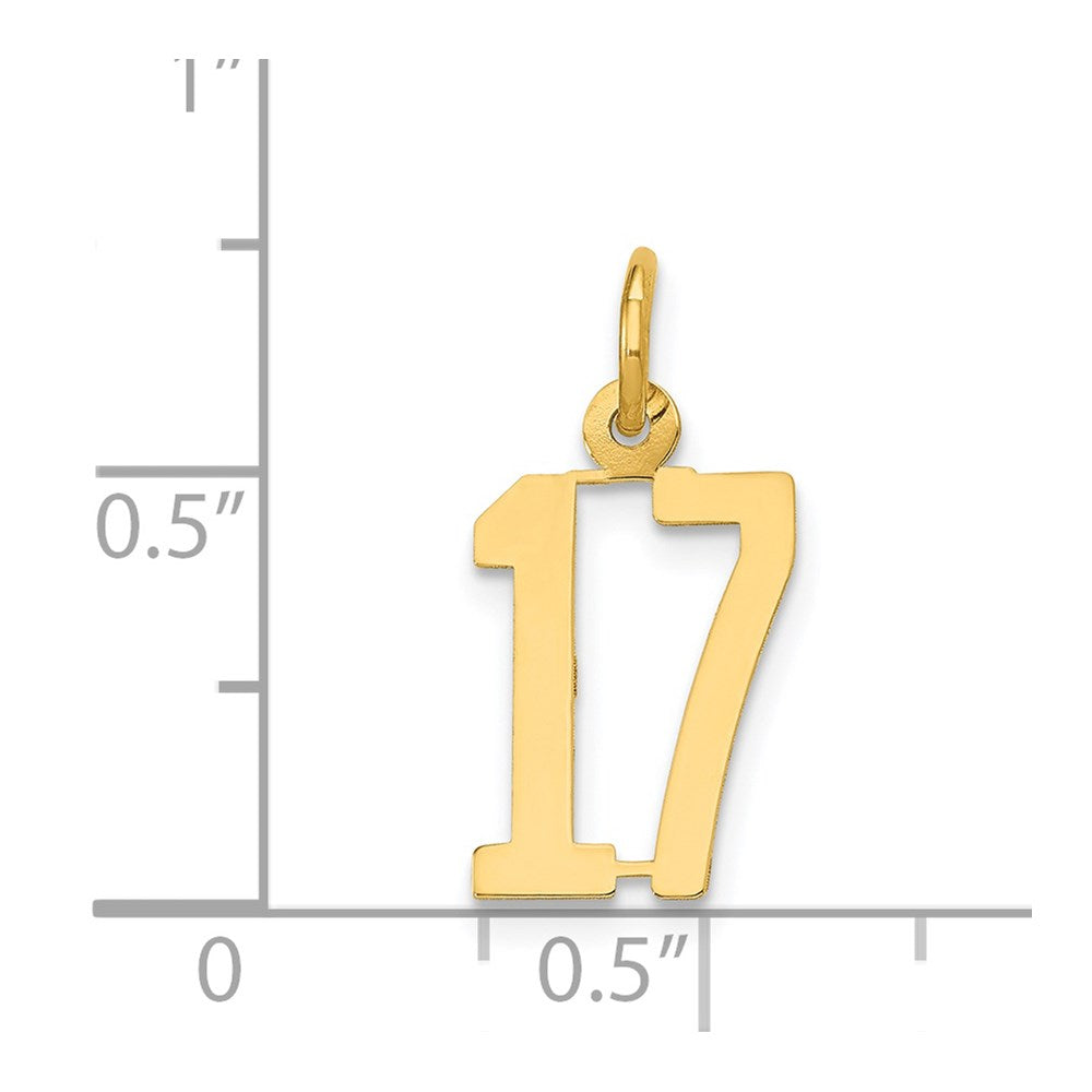 14k Small Elongated Number 17 Charm