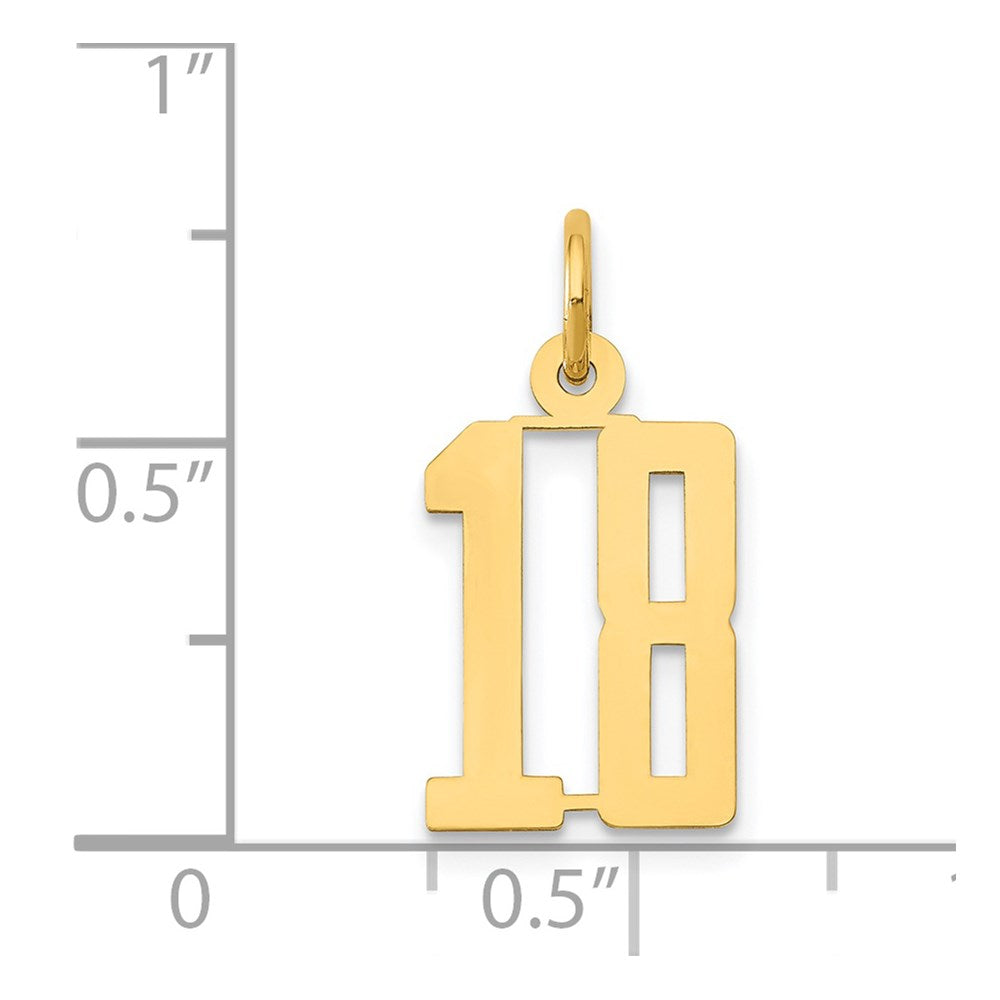 14k Small Elongated Number 18 Charm