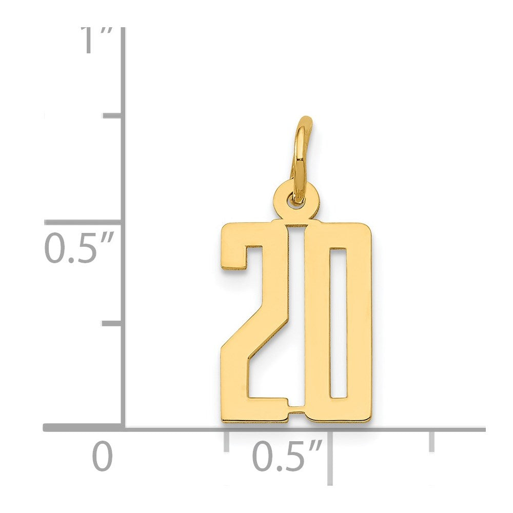 14k Small Elongated Number 20 Charm