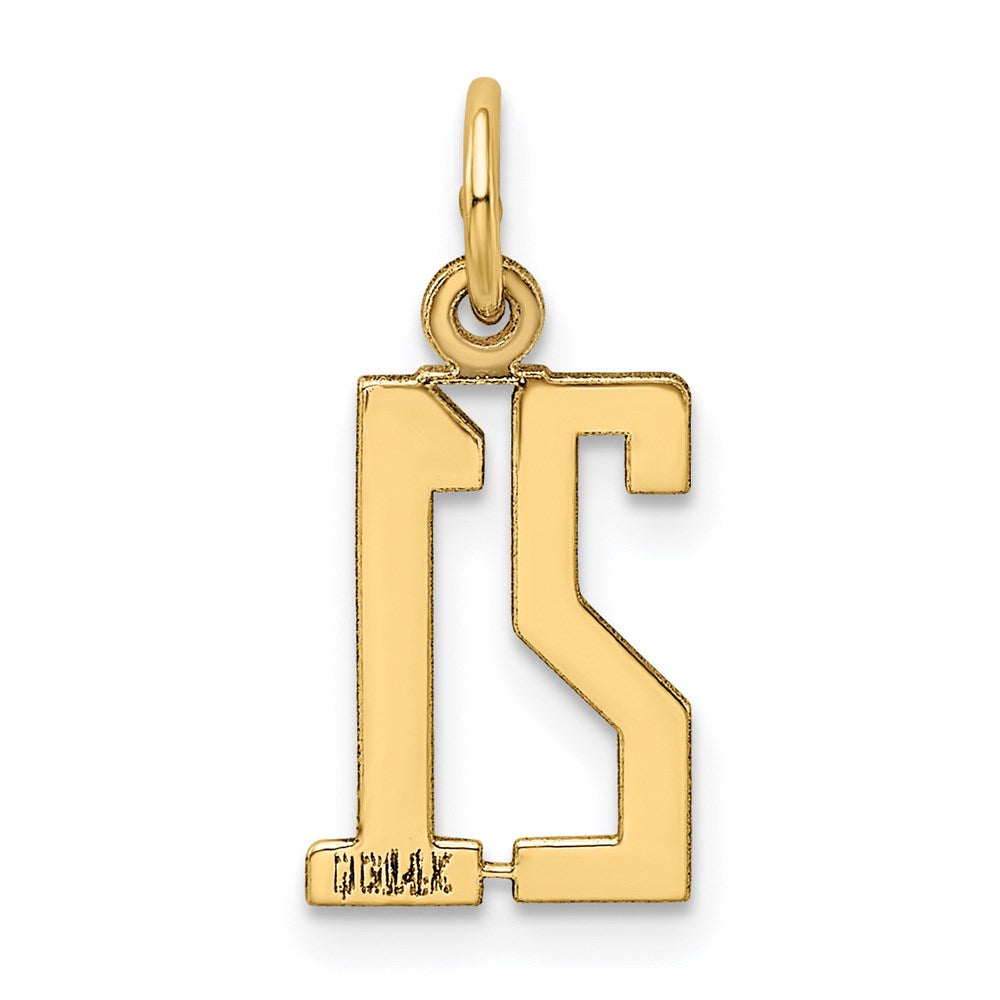 14k Small Elongated Number 21 Charm