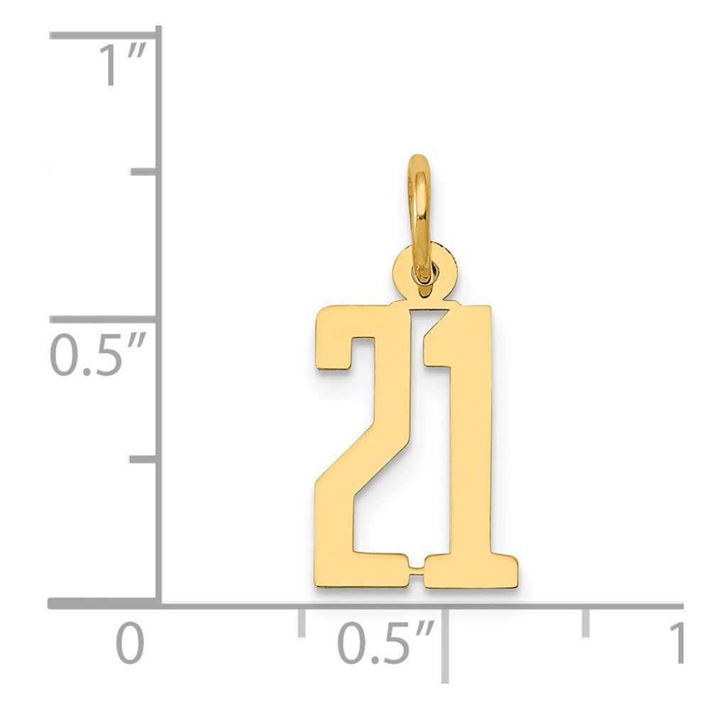 14k Small Elongated Number 21 Charm