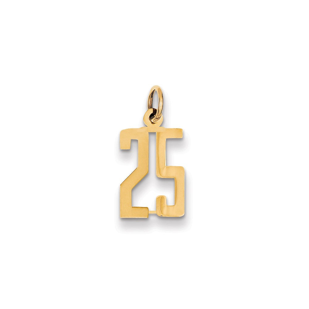 14k Small Elongated Number 25 Charm