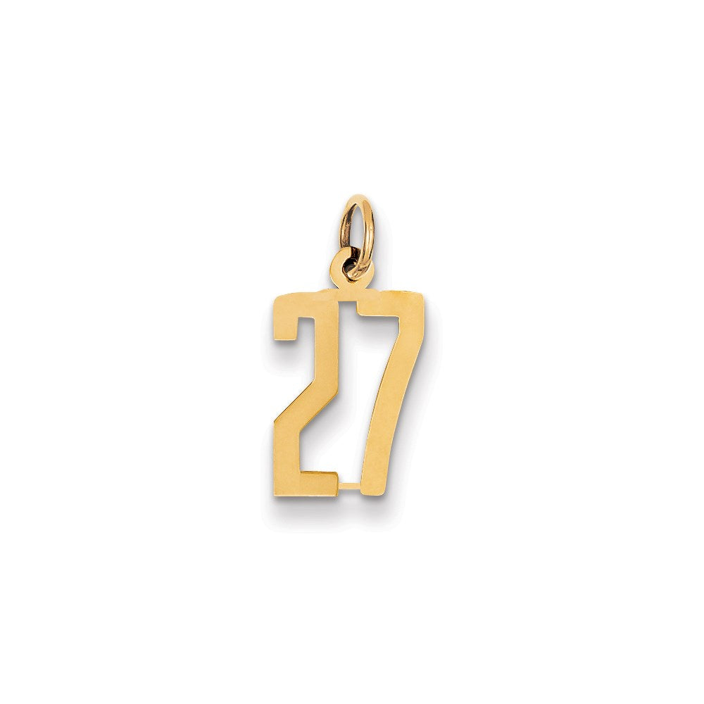 14k Small Elongated Number 27 Charm