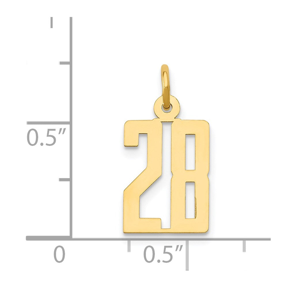 14k Small Elongated Number 28 Charm