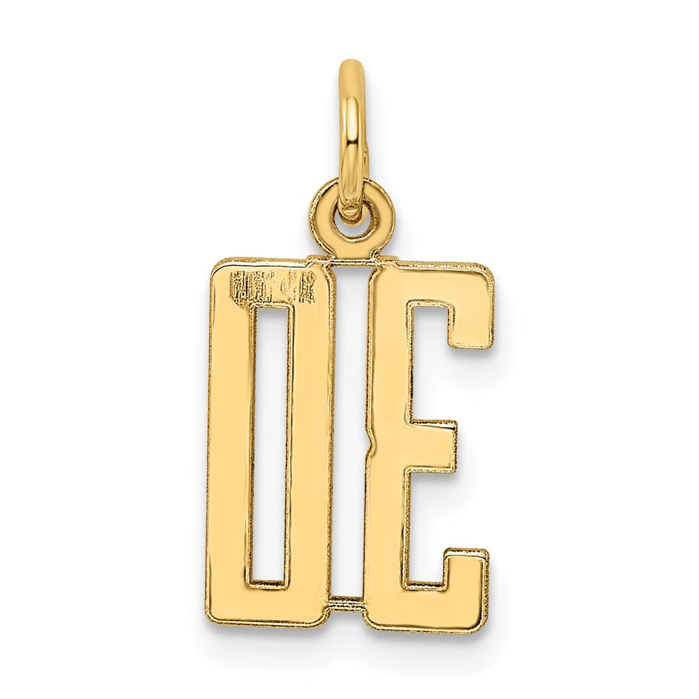 14k Small Elongated Number 30 Charm