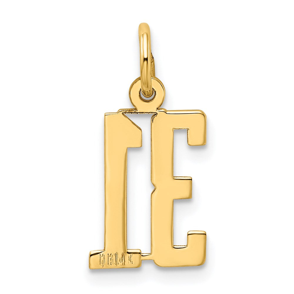 14k Small Elongated Number 31 Charm