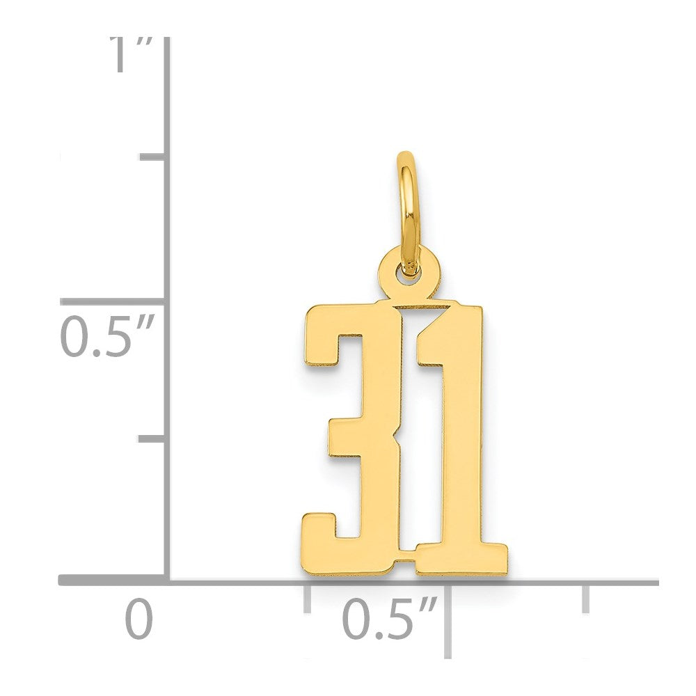14k Small Elongated Number 31 Charm