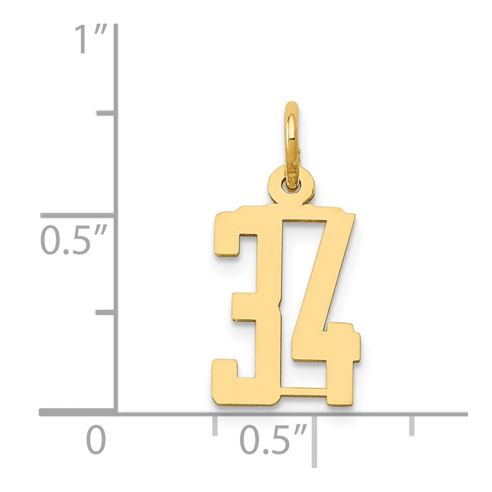 14k Small Elongated Number 34 Charm