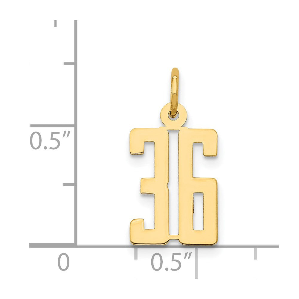 14k Small Elongated Number 36 Charm