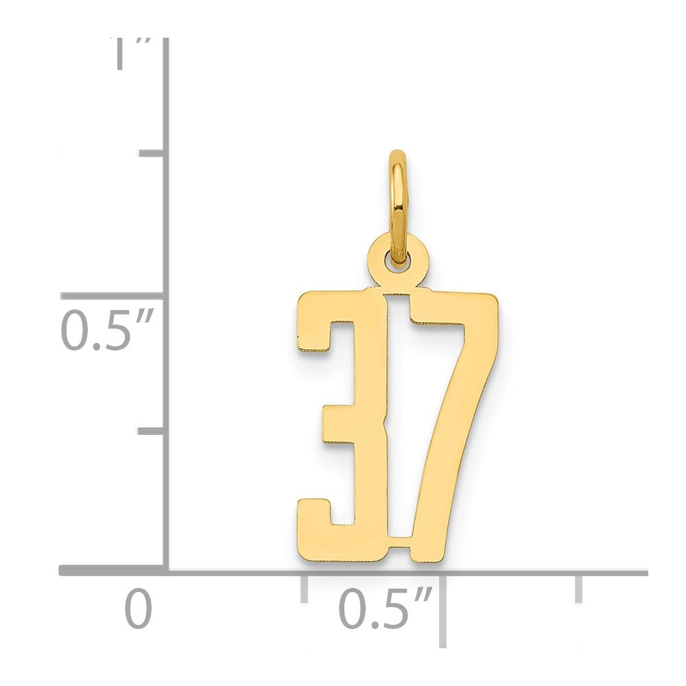 14k Small Elongated Number 37 Charm