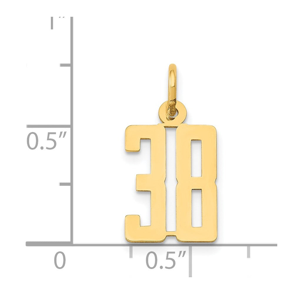14k Small Elongated Number 38 Charm