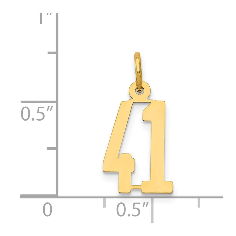 14k Small Elongated Number 41 Charm